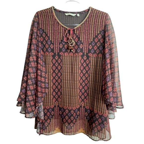 Soft Surroundings Style 2DR77 Boho Poncho‎ Beaded Top Size M - Picture 1 of 9